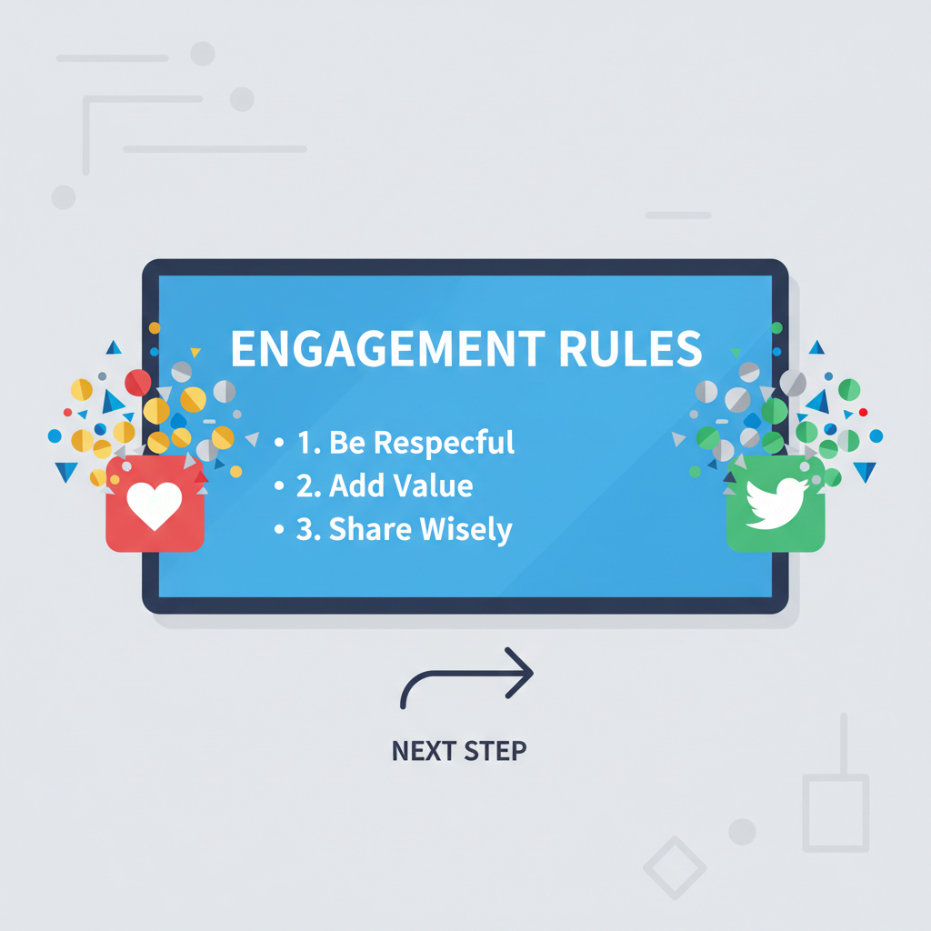defining engagement rules on digital board, likes and RT icons exploding into tokens