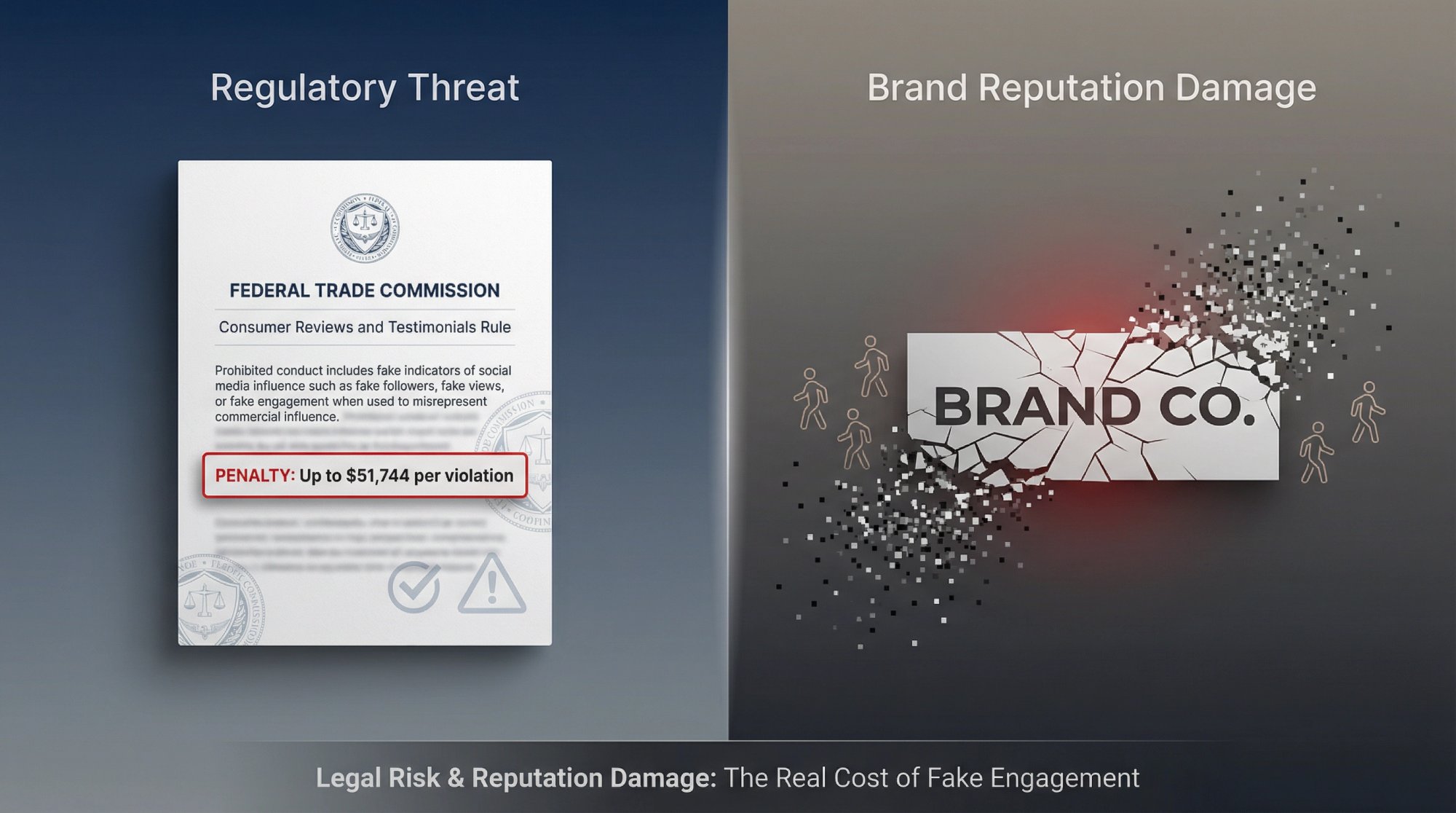 authentic social engagement vs fake follows illustration